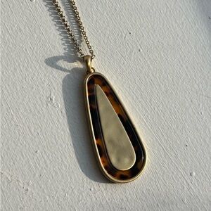 Lucky Brand Tortoise Shell Gold Drop Pendant Necklace NWT